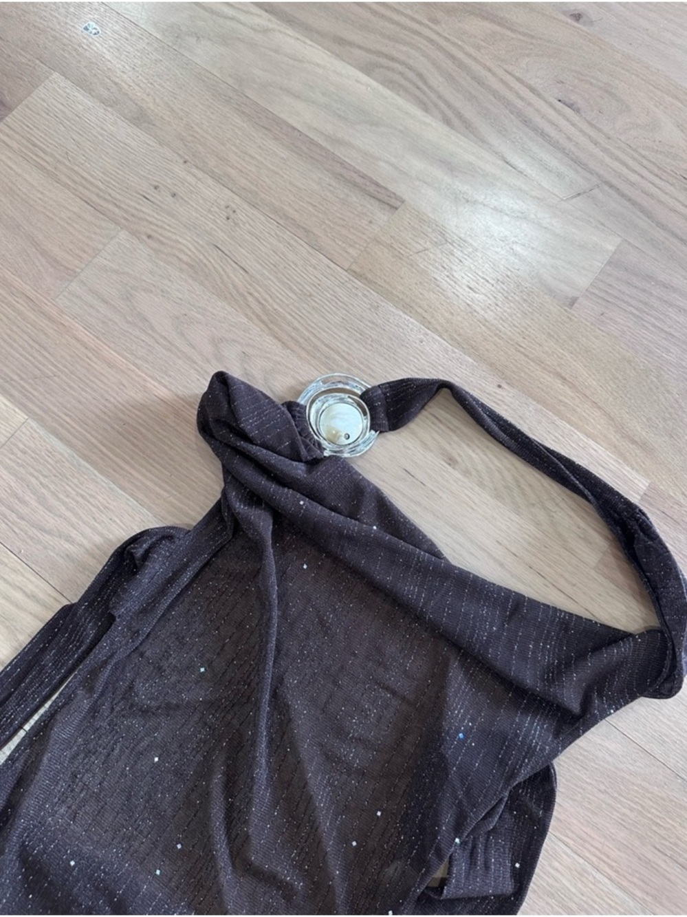 Jaded London Moara Knit Plunge Maxi Dress in Brown with Sparkle - Picture 7 of 7